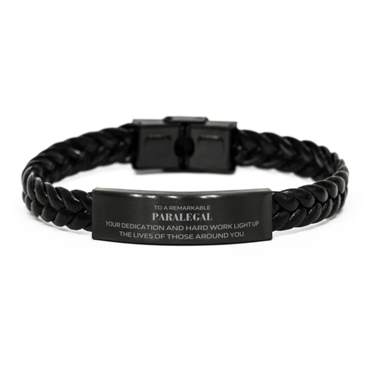 Remarkable Paralegal Gifts, Your dedication and hard work, Inspirational Birthday Christmas Unique Braided Leather Bracelet For Paralegal, Coworkers, Men, Women, Friends