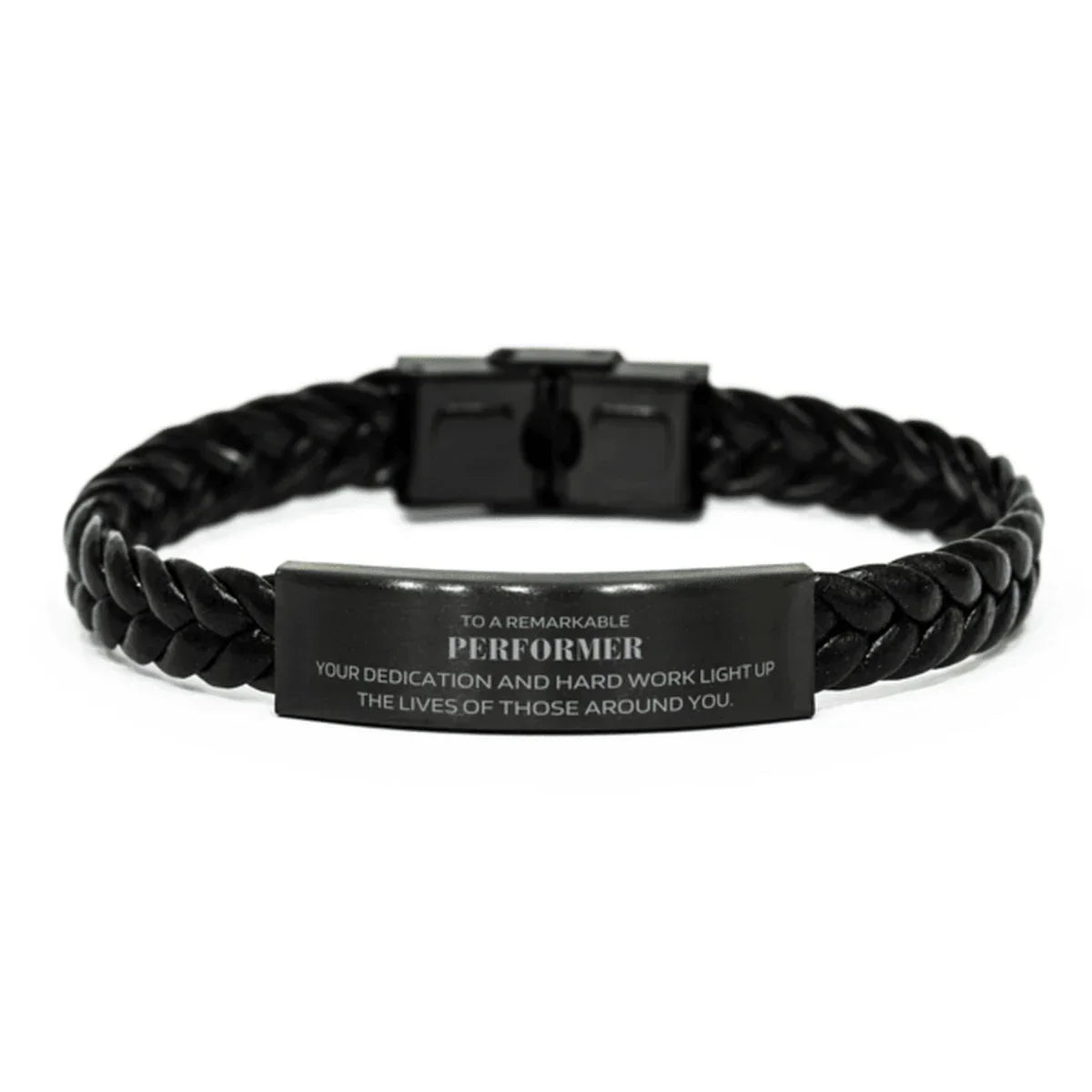 Remarkable Performer Gifts, Your dedication and hard work, Inspirational Birthday Christmas Unique Braided Leather Bracelet For Performer, Coworkers, Men, Women, Friends