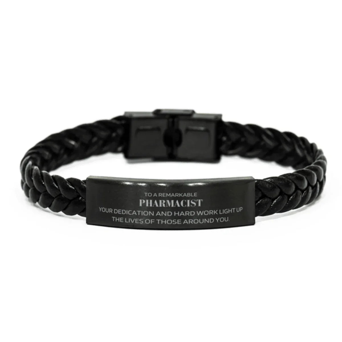 Remarkable Pharmacist Gifts, Your dedication and hard work, Inspirational Birthday Christmas Unique Braided Leather Bracelet For Pharmacist, Coworkers, Men, Women, Friends