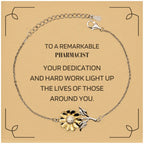 Remarkable Pharmacist Gifts, Your dedication and hard work, Inspirational Birthday Christmas Unique Sunflower Bracelet For Pharmacist, Coworkers, Men, Women, Friends