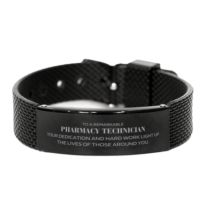 Remarkable Pharmacy Technician Gifts, Your dedication and hard work, Inspirational Birthday Christmas Unique Black Shark Mesh Bracelet For Pharmacy Technician, Coworkers, Men, Women, Friends - Mallard Moon Gift Shop