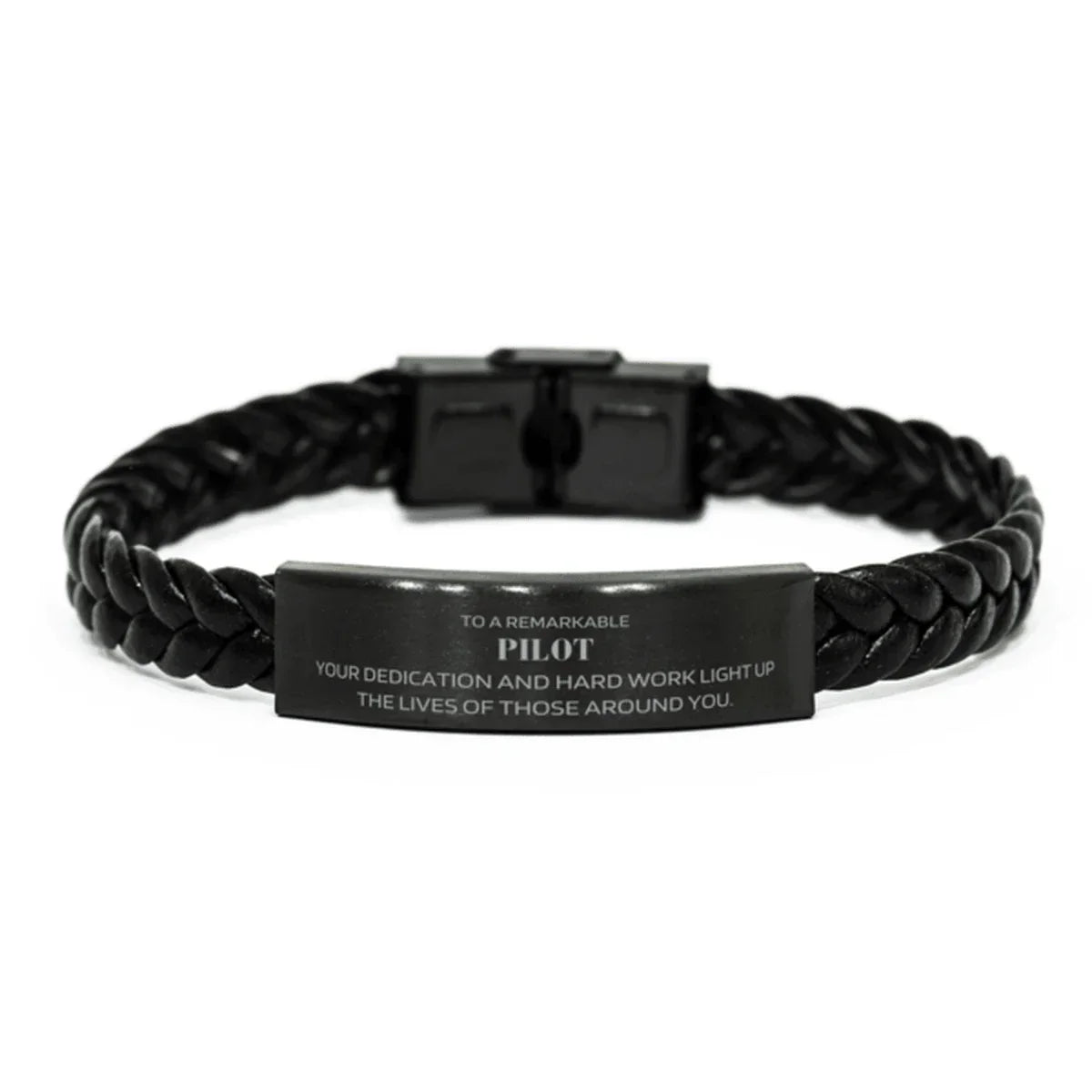 Remarkable Pilot Gifts, Your dedication and hard work, Inspirational Birthday Christmas Unique Braided Leather Bracelet For Pilot, Coworkers, Men, Women, Friends