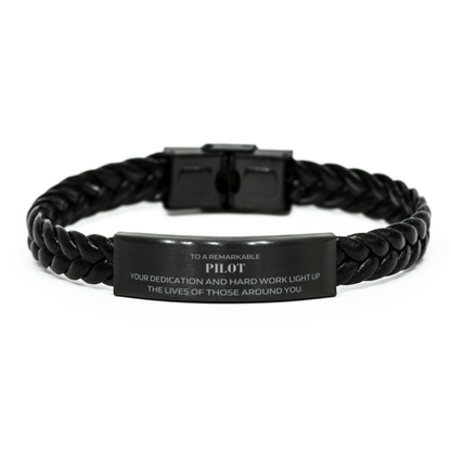 Remarkable Pilot Gifts, Your dedication and hard work, Inspirational Birthday Christmas Unique Braided Leather Bracelet For Pilot, Coworkers, Men, Women, Friends - Mallard Moon Gift Shop