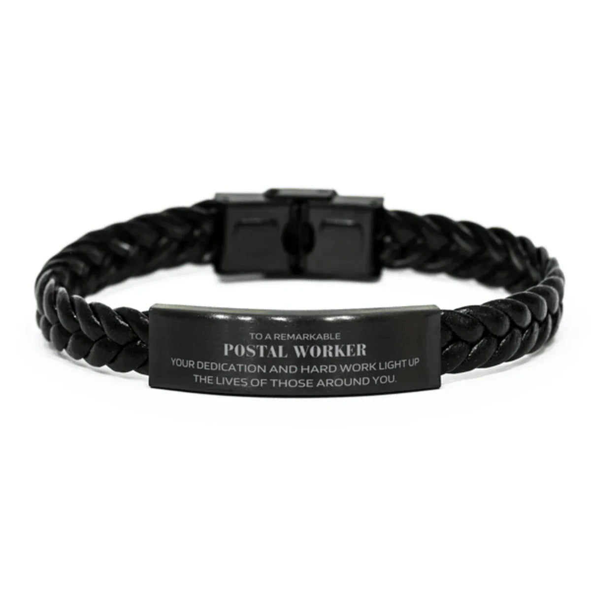 Remarkable Postal Worker Gifts, Your dedication and hard work, Inspirational Birthday Christmas Unique Braided Leather Bracelet For Postal Worker, Coworkers, Men, Women, Friends