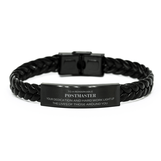 Remarkable Postmaster Gifts, Your dedication and hard work, Inspirational Birthday Christmas Unique Braided Leather Bracelet For Postmaster, Coworkers, Men, Women, Friends - Mallard Moon Gift Shop