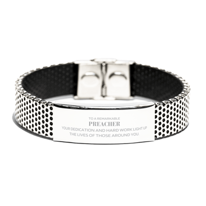 Remarkable Preacher Gifts, Your dedication and hard work, Inspirational Birthday Christmas Unique Stainless Steel Bracelet For Preacher, Coworkers, Men, Women, Friends - Mallard Moon Gift Shop