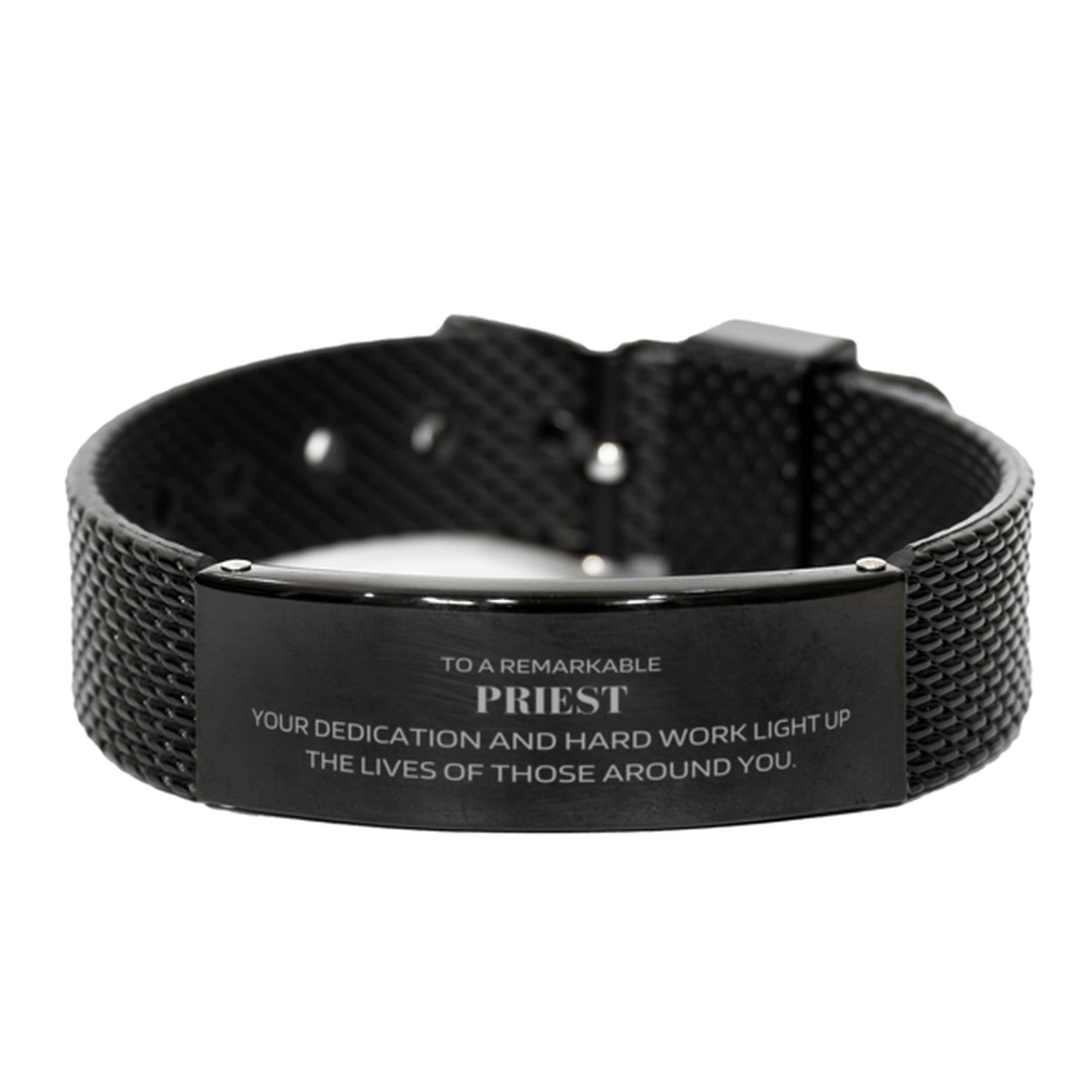 Remarkable Priest Gifts, Your dedication and hard work, Inspirational Birthday Christmas Unique Black Shark Mesh Bracelet For Priest, Coworkers, Men, Women, Friends - Mallard Moon Gift Shop
