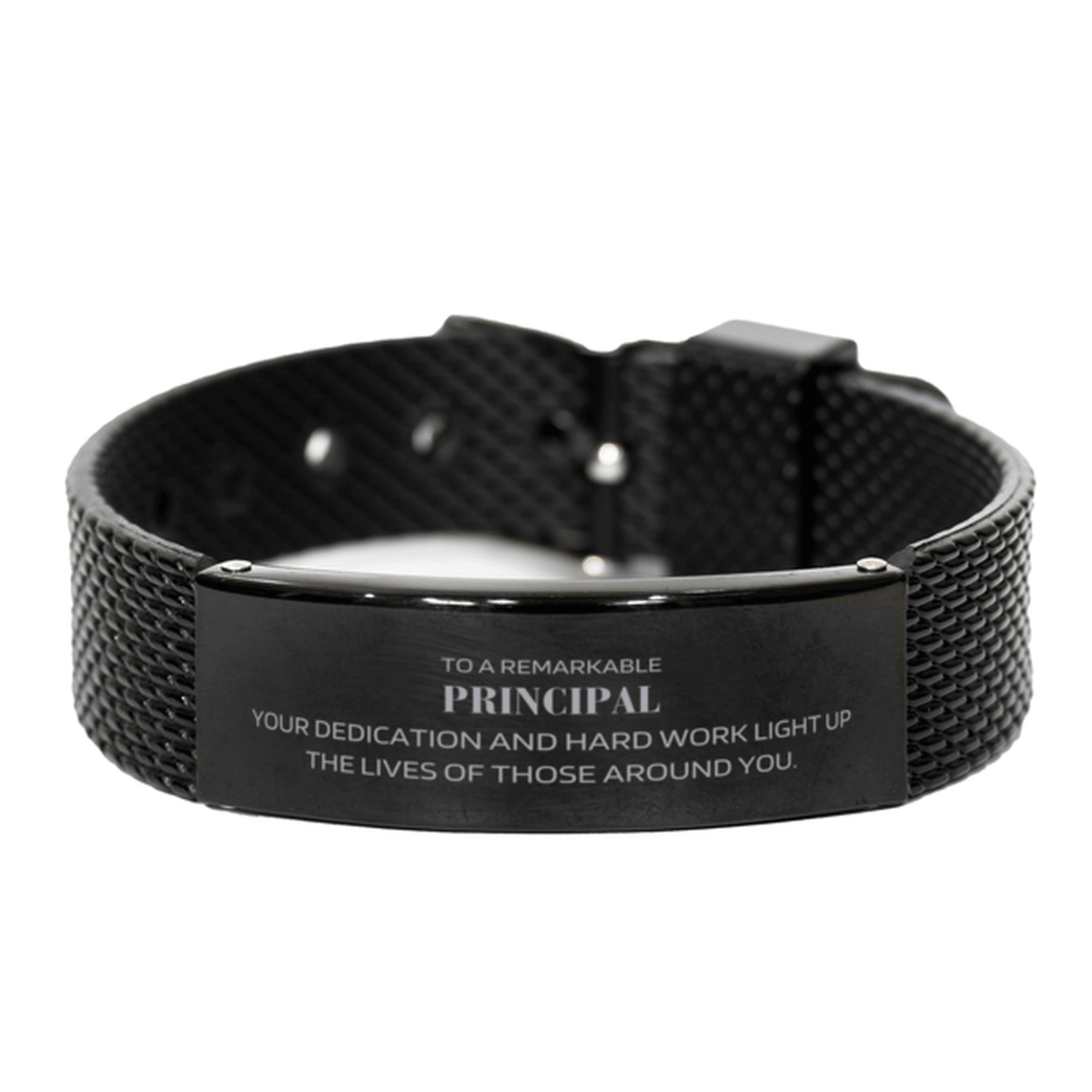 Remarkable Principal Gifts, Your dedication and hard work, Inspirational Birthday Christmas Unique Black Shark Mesh Bracelet For Principal, Coworkers, Men, Women, Friends - Mallard Moon Gift Shop