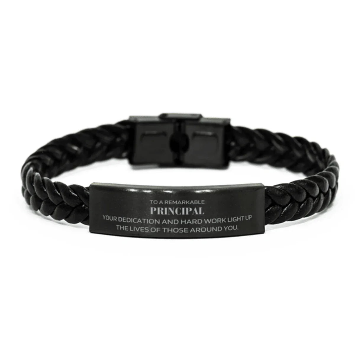 Remarkable Principal Gifts, Your dedication and hard work, Inspirational Birthday Christmas Unique Braided Leather Bracelet For Principal, Coworkers, Men, Women, Friends