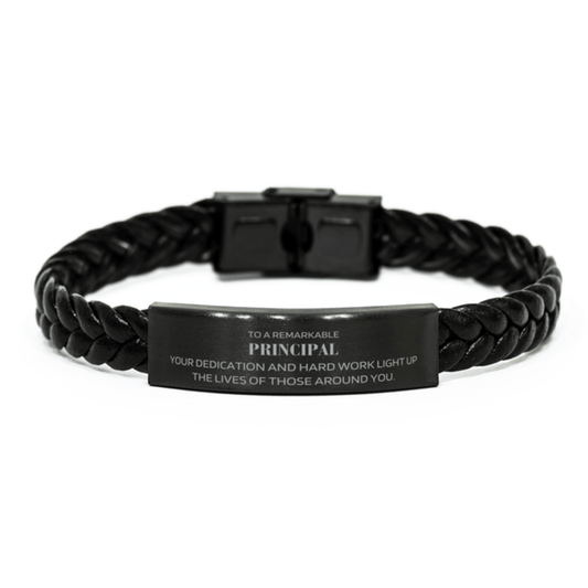 Remarkable Principal Gifts, Your dedication and hard work, Inspirational Birthday Christmas Unique Braided Leather Bracelet For Principal, Coworkers, Men, Women, Friends - Mallard Moon Gift Shop