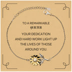 Remarkable Quilter Gifts, Your dedication and hard work, Inspirational Birthday Christmas Unique Sunflower Bracelet For Quilter, Coworkers, Men, Women, Friends