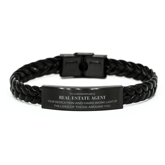 Remarkable Real Estate Agent Gifts, Your dedication and hard work, Inspirational Birthday Christmas Unique Braided Leather Bracelet For Real Estate Agent, Coworkers, Men, Women, Friends - Mallard Moon Gift Shop