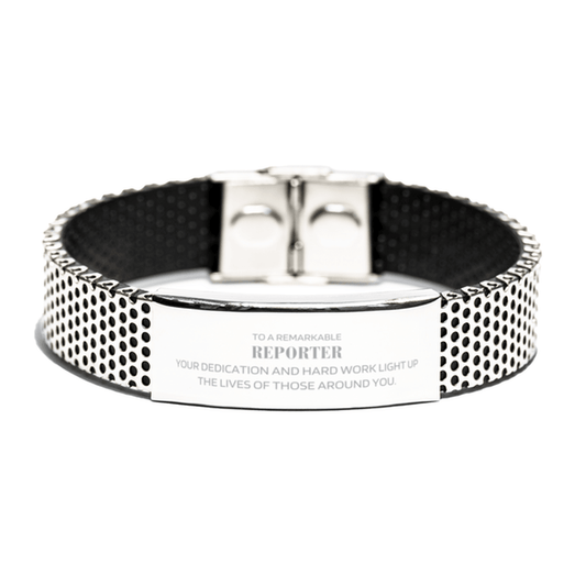 Remarkable Reporter Gifts, Your dedication and hard work, Inspirational Birthday Christmas Unique Stainless Steel Bracelet For Reporter, Coworkers, Men, Women, Friends - Mallard Moon Gift Shop