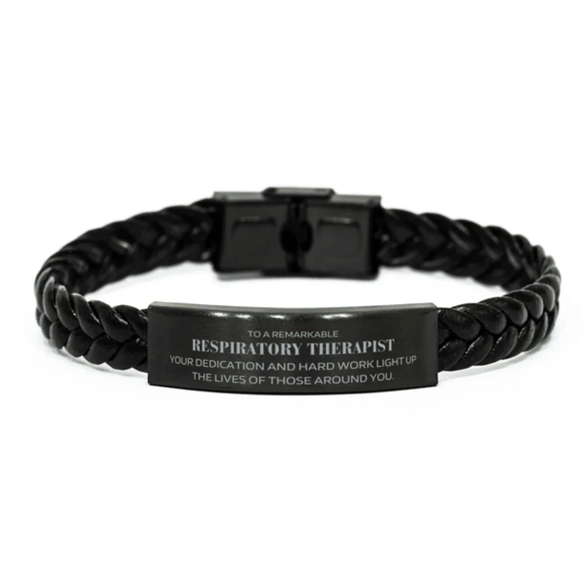 Remarkable Respiratory Therapist Gifts, Your dedication and hard work, Inspirational Birthday Christmas Unique Braided Leather Bracelet For Respiratory Therapist, Coworkers, Men, Women, Friends