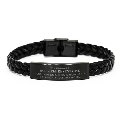Remarkable Sales Representative Gifts, Your dedication and hard work, Inspirational Birthday Christmas Unique Braided Leather Bracelet For Sales Representative, Coworkers, Men, Women, Friends - Mallard Moon Gift Shop