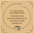 Remarkable Sales Representative Gifts, Your dedication and hard work, Inspirational Birthday Christmas Unique Sunflower Bracelet For Sales Representative, Coworkers, Men, Women, Friends