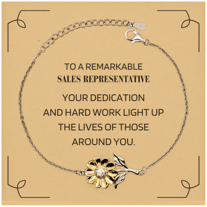 Remarkable Sales Representative Gifts, Your dedication and hard work, Inspirational Birthday Christmas Unique Sunflower Bracelet For Sales Representative, Coworkers, Men, Women, Friends - Mallard Moon Gift Shop
