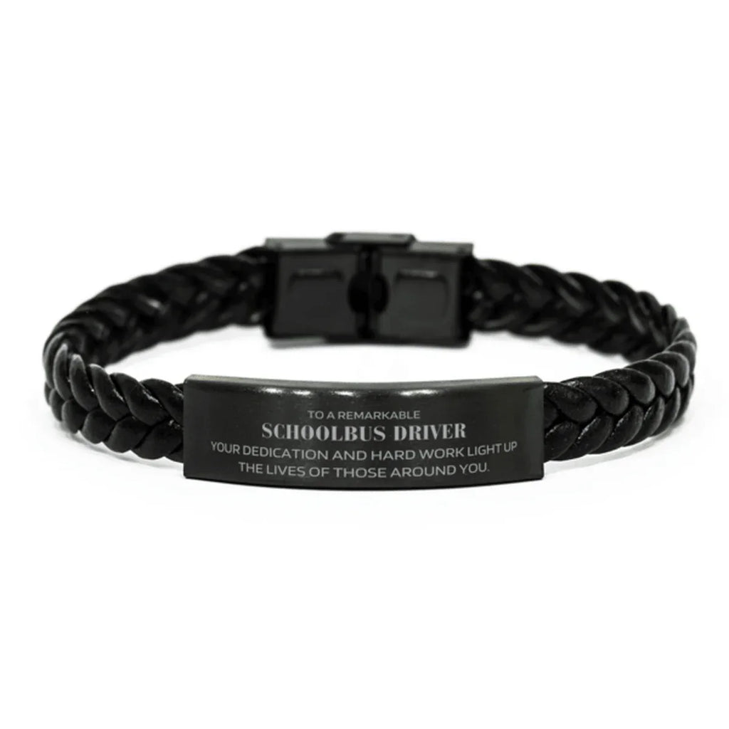 Remarkable Schoolbus Driver Gifts, Your dedication and hard work, Inspirational Birthday Christmas Unique Braided Leather Bracelet For Schoolbus Driver, Coworkers, Men, Women, Friends