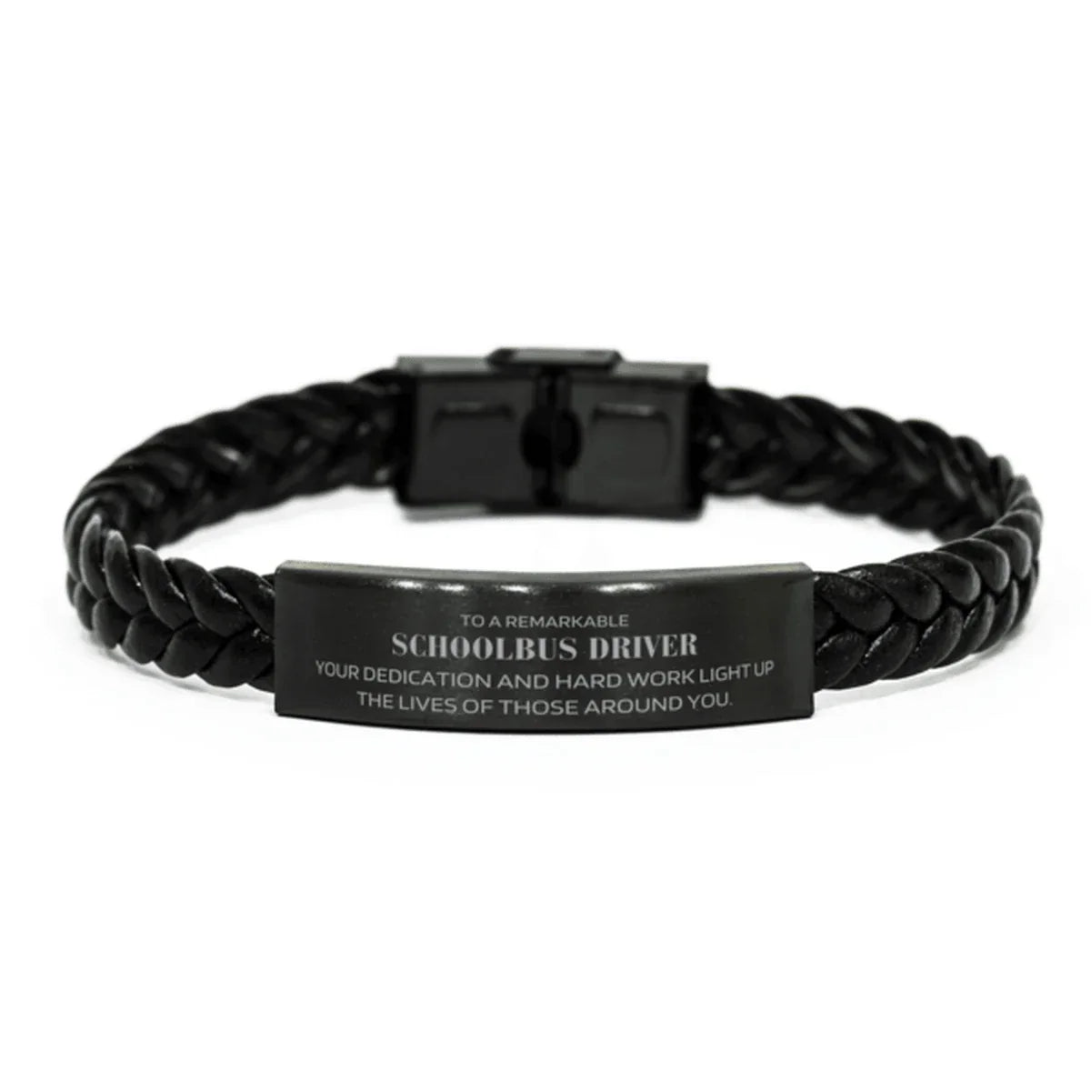 Remarkable Schoolbus Driver Gifts, Your dedication and hard work, Inspirational Birthday Christmas Unique Braided Leather Bracelet For Schoolbus Driver, Coworkers, Men, Women, Friends