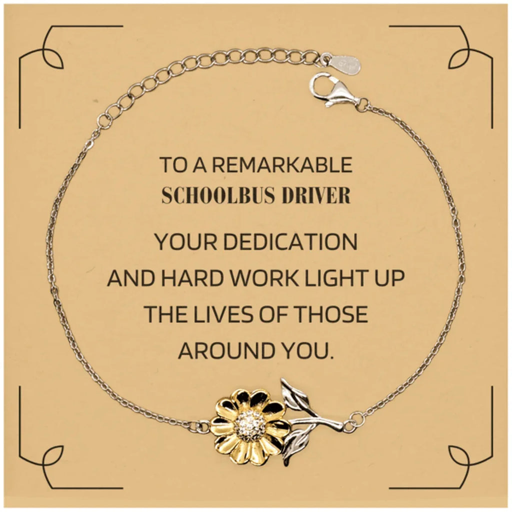 Remarkable Schoolbus Driver Gifts, Your dedication and hard work, Inspirational Birthday Christmas Unique Sunflower Bracelet For Schoolbus Driver, Coworkers, Men, Women, Friends
