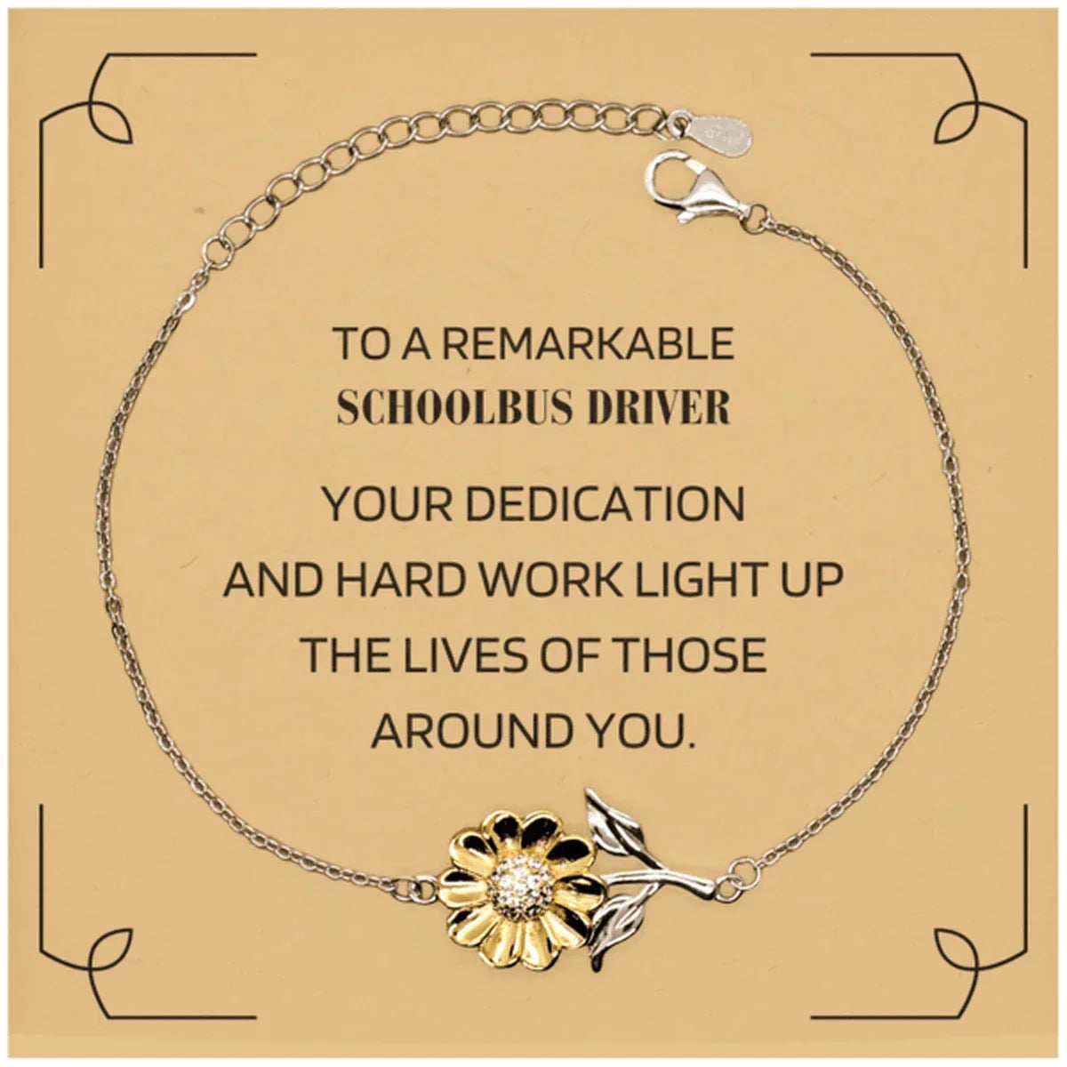 Remarkable Schoolbus Driver Gifts, Your dedication and hard work, Inspirational Birthday Christmas Unique Sunflower Bracelet For Schoolbus Driver, Coworkers, Men, Women, Friends
