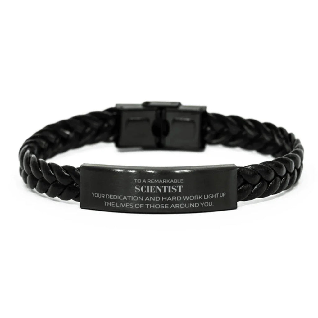 Remarkable Scientist Gifts, Your dedication and hard work, Inspirational Birthday Christmas Unique Braided Leather Bracelet For Scientist, Coworkers, Men, Women, Friends