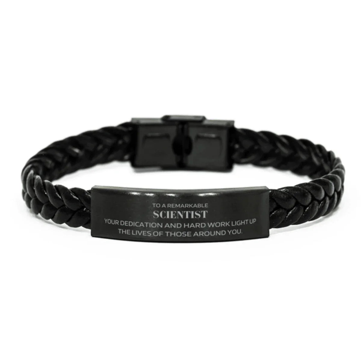 Remarkable Scientist Gifts, Your dedication and hard work, Inspirational Birthday Christmas Unique Braided Leather Bracelet For Scientist, Coworkers, Men, Women, Friends