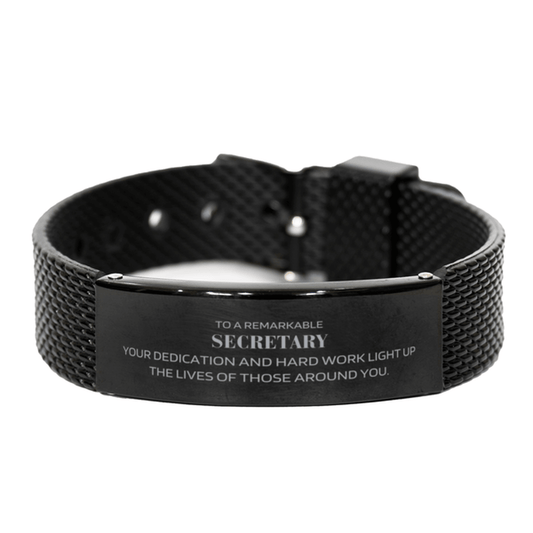 Remarkable Secretary Gifts, Your dedication and hard work, Inspirational Birthday Christmas Unique Black Shark Mesh Bracelet For Secretary, Coworkers, Men, Women, Friends - Mallard Moon Gift Shop