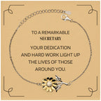 Remarkable Secretary Gifts, Your dedication and hard work, Inspirational Birthday Christmas Unique Sunflower Bracelet For Secretary, Coworkers, Men, Women, Friends