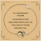 Senator Sunflower Bracelet – Sterling Silver & 18k Gold-Plated Pendant with Gift Box & Message Card – Thoughtful Appreciation Gift for Women in Public Service