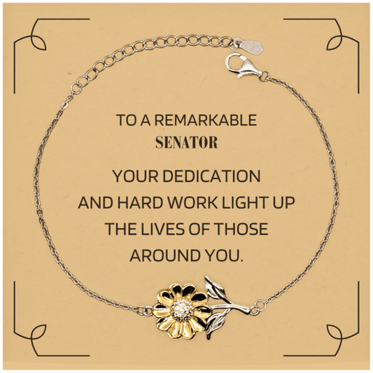 Remarkable Senator Gifts, Your dedication and hard work, Inspirational Birthday Christmas Unique Sunflower Bracelet For Senator, Coworkers, Men, Women, Friends - Mallard Moon Gift Shop