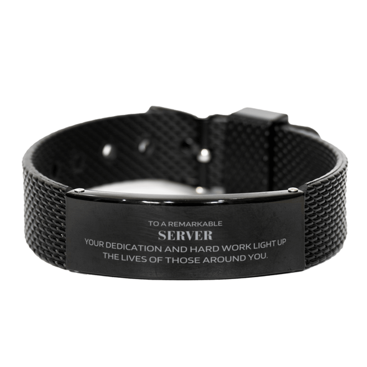 Remarkable Server Gifts, Your dedication and hard work, Inspirational Birthday Christmas Unique Black Shark Mesh Bracelet For Server, Coworkers, Men, Women, Friends - Mallard Moon Gift Shop