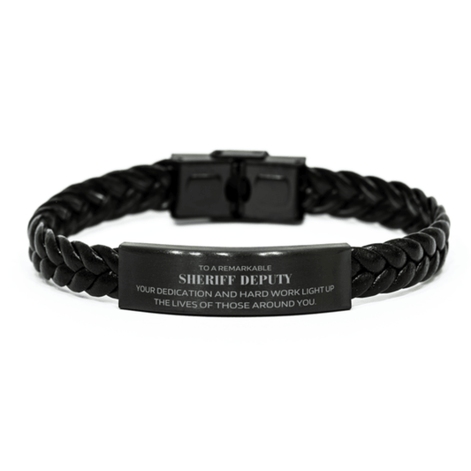 Remarkable Sheriff Deputy Gifts, Your dedication and hard work, Inspirational Birthday Christmas Unique Braided Leather Bracelet For Sheriff Deputy, Coworkers, Men, Women, Friends - Mallard Moon Gift Shop