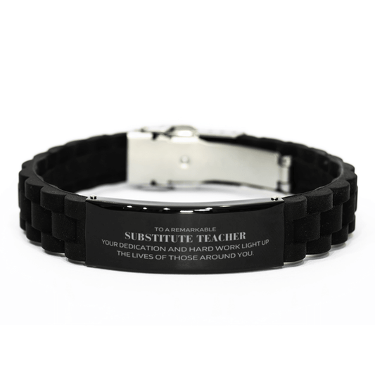 Remarkable Substitute Teacher Gifts, Your dedication and hard work, Inspirational Birthday Christmas Unique Black Glidelock Clasp Bracelet For Substitute Teacher, Coworkers, Men, Women, Friends - Mallard Moon Gift Shop