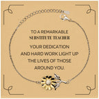 Remarkable Substitute Teacher Gifts, Your dedication and hard work, Inspirational Birthday Christmas Unique Sunflower Bracelet For Substitute Teacher, Coworkers, Men, Women, Friends