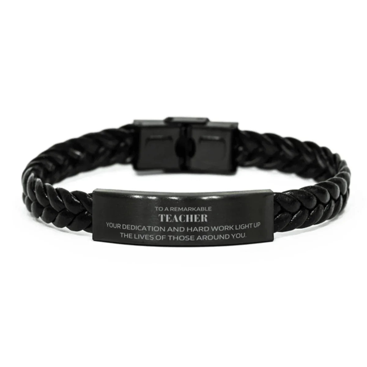 Remarkable Teacher Gifts, Your dedication and hard work, Inspirational Birthday Christmas Unique Braided Leather Bracelet For Teacher, Coworkers, Men, Women, Friends