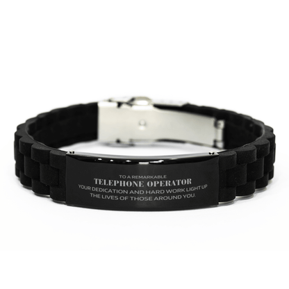 Remarkable Telephone Operator Gifts, Your dedication and hard work, Inspirational Birthday Christmas Unique Black Glidelock Clasp Bracelet For Telephone Operator, Coworkers, Men, Women, Friends - Mallard Moon Gift Shop