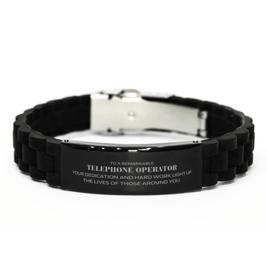 Remarkable Telephone Operator Gifts, Your dedication and hard work, Inspirational Birthday Christmas Unique Black Glidelock Clasp Bracelet For Telephone Operator, Coworkers, Men, Women, Friends - Mallard Moon Gift Shop