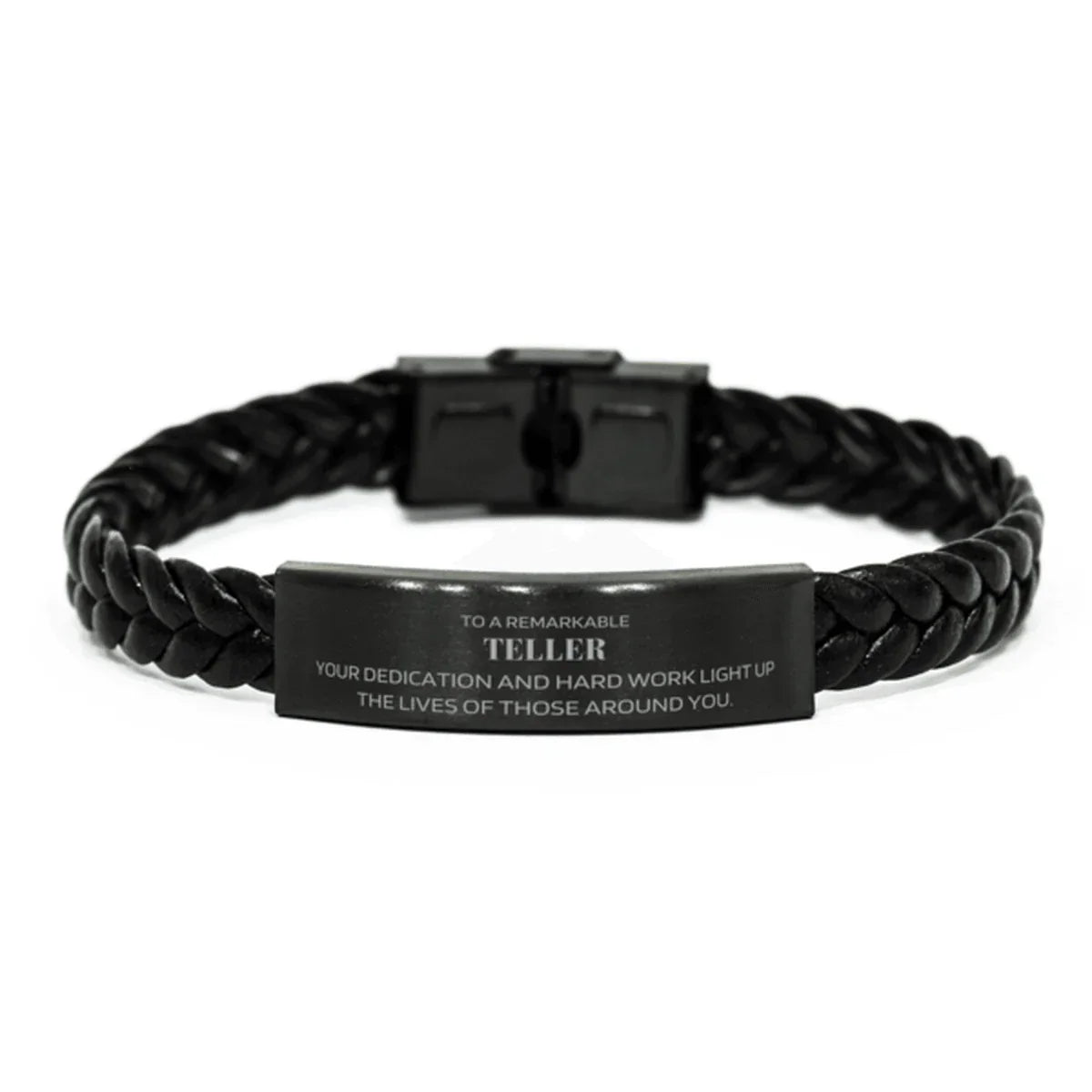 Remarkable Teller Gifts, Your dedication and hard work, Inspirational Birthday Christmas Unique Braided Leather Bracelet For Teller, Coworkers, Men, Women, Friends