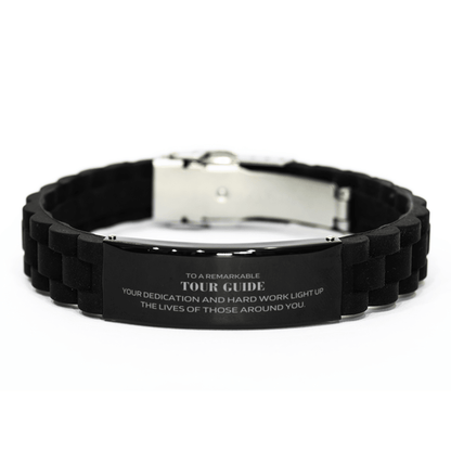 Remarkable Tour Guide Gifts, Your dedication and hard work, Inspirational Birthday Christmas Unique Black Glidelock Clasp Bracelet For Tour Guide, Coworkers, Men, Women, Friends - Mallard Moon Gift Shop