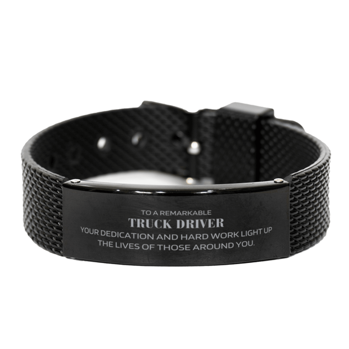 Remarkable Truck Driver Gifts, Your dedication and hard work, Inspirational Birthday Christmas Unique Black Shark Mesh Bracelet For Truck Driver, Coworkers, Men, Women, Friends - Mallard Moon Gift Shop