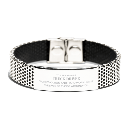 Remarkable Truck Driver Gifts, Your dedication and hard work, Inspirational Birthday Christmas Unique Stainless Steel Bracelet For Truck Driver, Coworkers, Men, Women, Friends - Mallard Moon Gift Shop