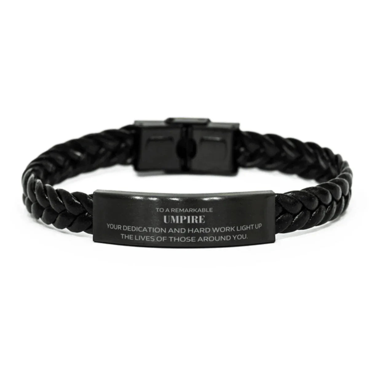 Remarkable Umpire Gifts, Your dedication and hard work, Inspirational Birthday Christmas Unique Braided Leather Bracelet For Umpire, Coworkers, Men, Women, Friends