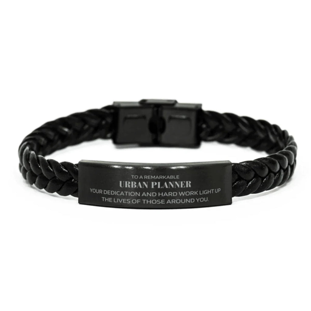 Remarkable Urban Planner Gifts, Your dedication and hard work, Inspirational Birthday Christmas Unique Braided Leather Bracelet For Urban Planner, Coworkers, Men, Women, Friends