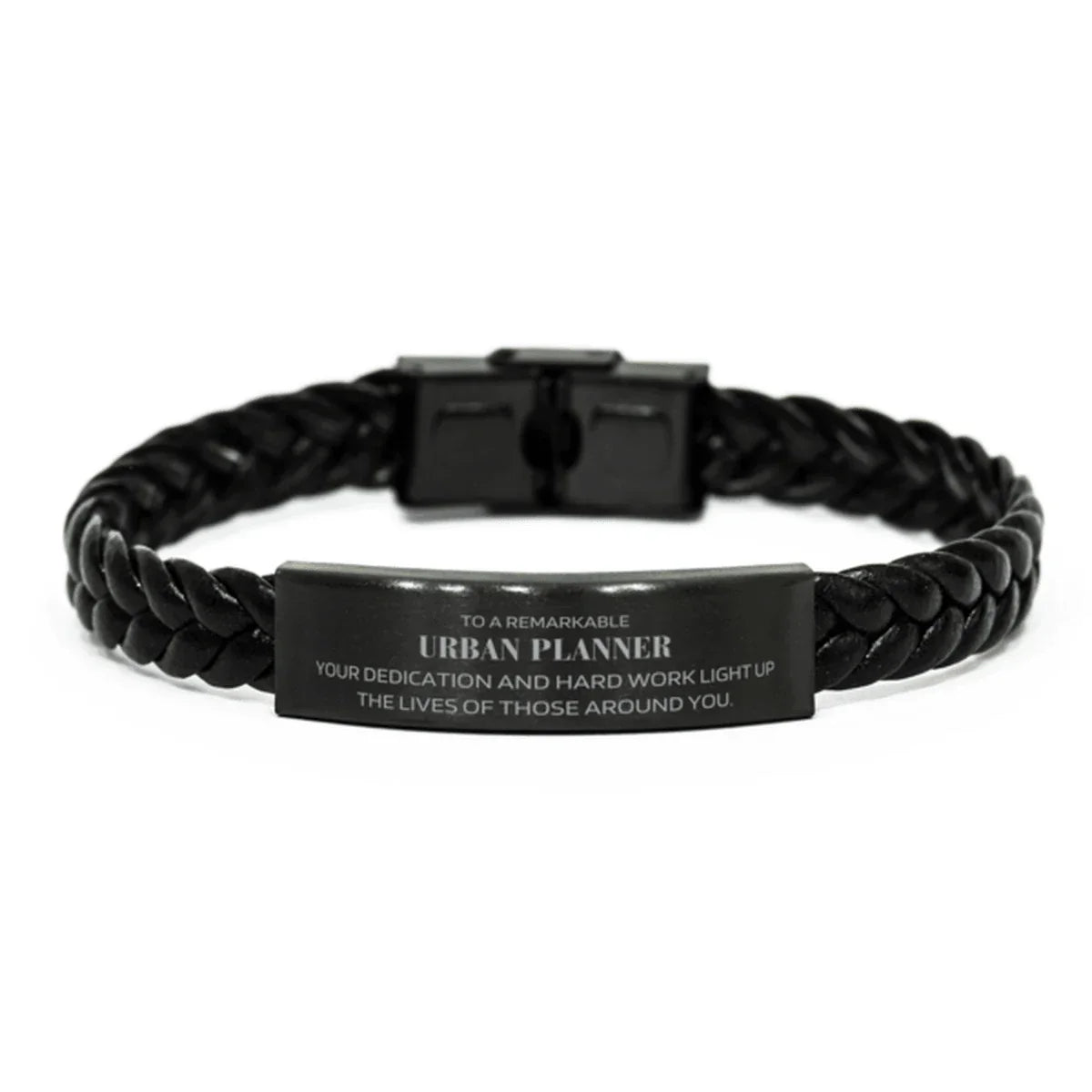 Remarkable Urban Planner Gifts, Your dedication and hard work, Inspirational Birthday Christmas Unique Braided Leather Bracelet For Urban Planner, Coworkers, Men, Women, Friends
