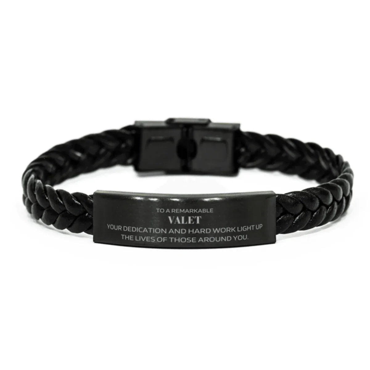 Remarkable Valet Gifts, Your dedication and hard work, Inspirational Birthday Christmas Unique Braided Leather Bracelet For Valet, Coworkers, Men, Women, Friends