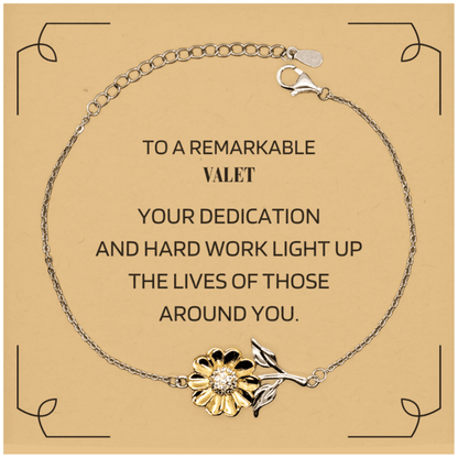 Remarkable Valet Gifts, Your dedication and hard work, Inspirational Birthday Christmas Unique Sunflower Bracelet For Valet, Coworkers, Men, Women, Friends - Mallard Moon Gift Shop