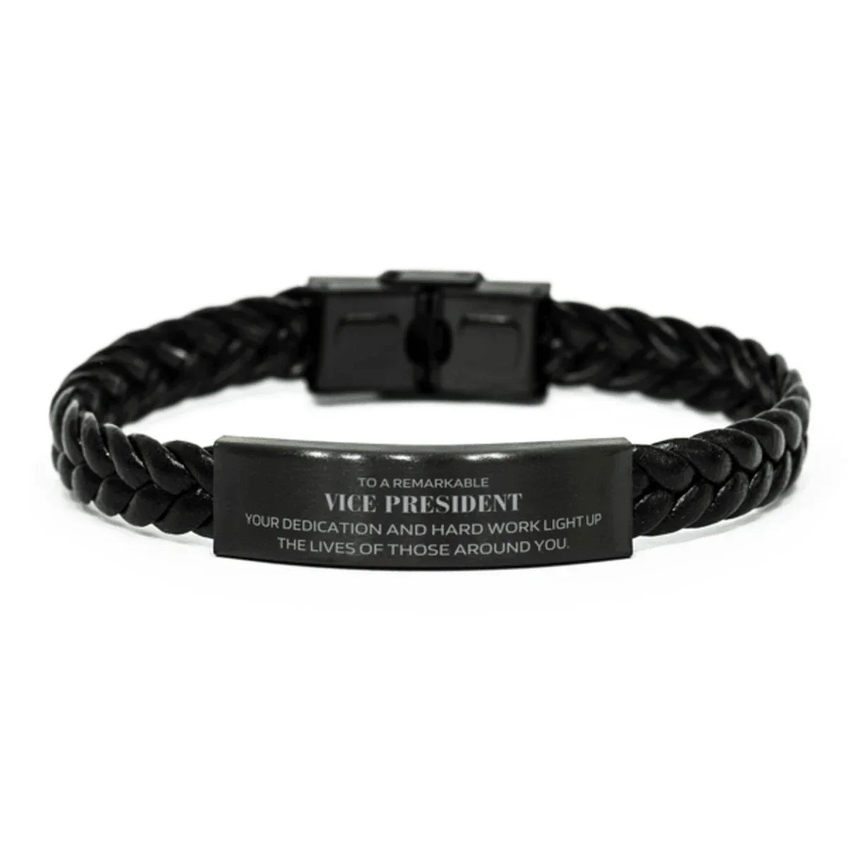 Remarkable Vice President Gifts, Your dedication and hard work, Inspirational Birthday Christmas Unique Braided Leather Bracelet For Vice President, Coworkers, Men, Women, Friends
