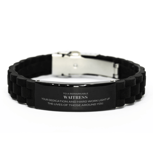 Remarkable Waitress Gifts, Your dedication and hard work, Inspirational Birthday Christmas Unique Black Glidelock Clasp Bracelet For Waitress, Coworkers, Men, Women, Friends - Mallard Moon Gift Shop