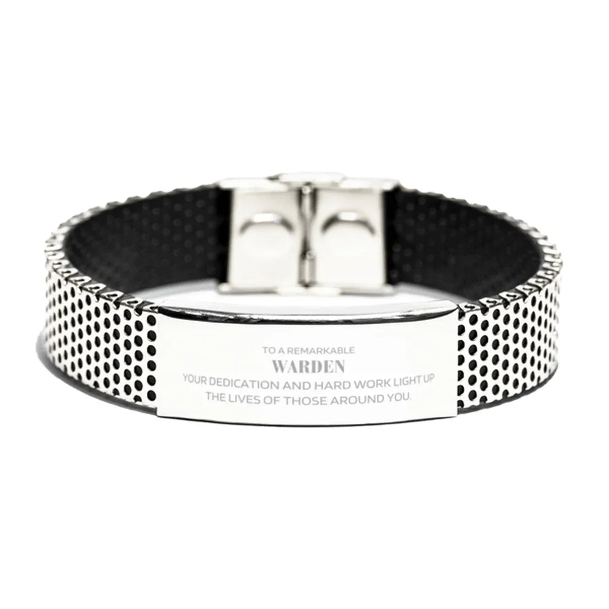 Remarkable Warden Gifts, Your dedication and hard work, Inspirational Birthday Christmas Unique Stainless Steel Bracelet For Warden, Coworkers, Men, Women, Friends